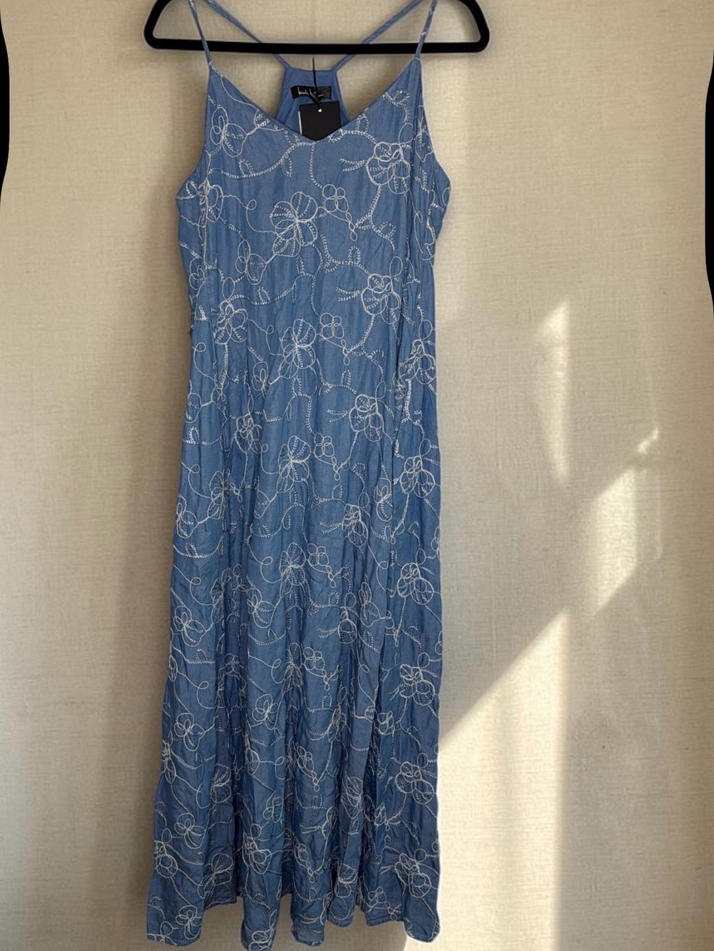 Nicole Miller Light Blue Floral Lace-Overlay Maxi Dress - Picture 3 of 4